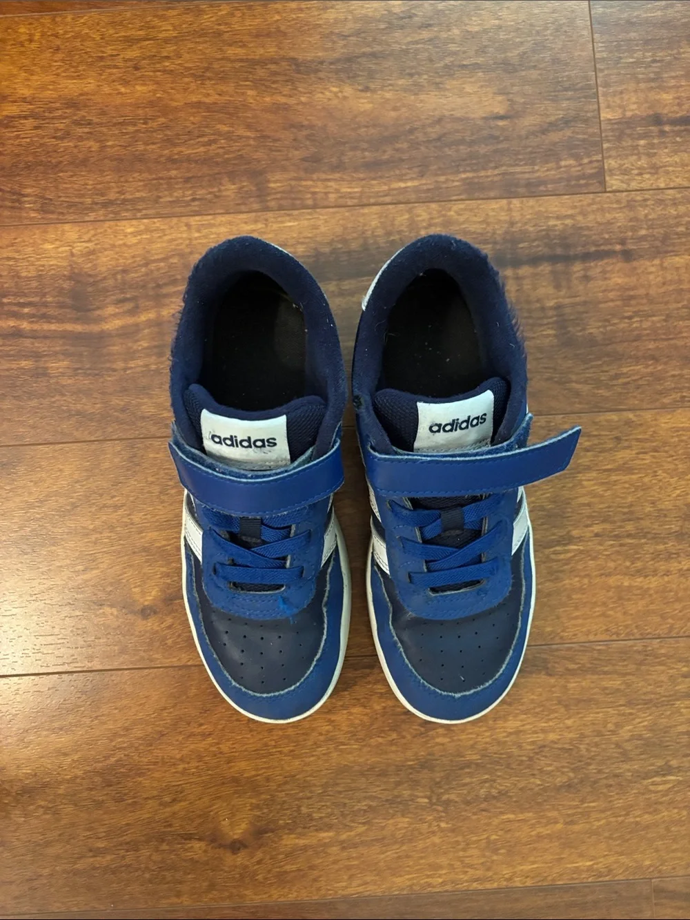 adidas Kids Navy Blue & White Velcro Strap Sneakers